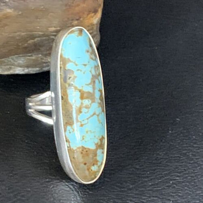 Native American Blue #8 Turquoise Navajo Ring | Sterling Silver | Sz 5.5 | 14016