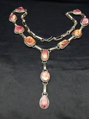 Navajo Purple Spiny Oyster Necklace | Sterling Silver Lariat | Authentic Native American Handmade | 2793