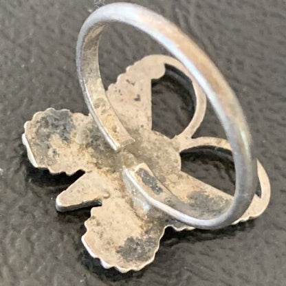 Navajo Women's Butterfly Turquoise Ring | Sterling Silver Inlay | Sz 5 | Authentic Native American | 10891