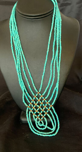 Santo Domingo Turquoise Heishi 5-Strand Necklace | Sterling Silver & Gold-Filled | 12073