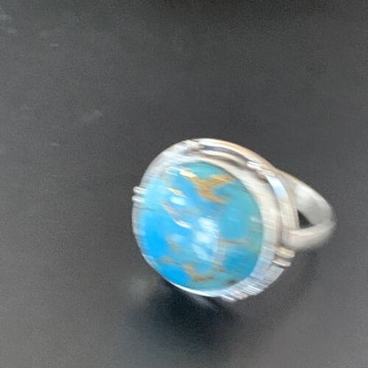 Mojave Blue Turquoise Ring | Navajo Sterling Silver | Sz 6 | Authentic Native American Handmade | 11424