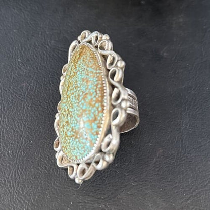 Native American Sterling Silver Blue Turquoise #8 Ring | Sz 9 | 14549 - Masha USA