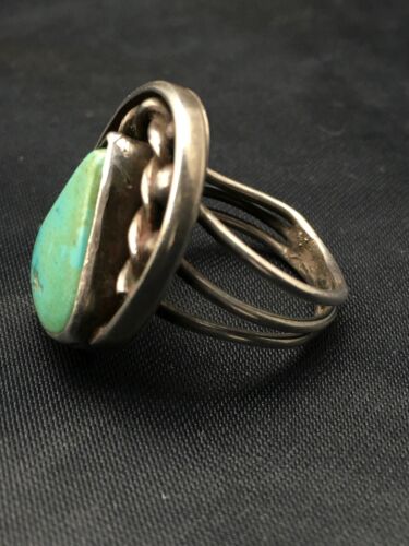 Native American Men's Blue Turquoise Ring | Navajo Sterling Silver | Sz 6.5 | 4056
