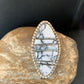 Navajo White Buffalo Turquoise Inlay Ring | Sterling Silver | Sz 9 | Authentic Native American Handmade | 12174
