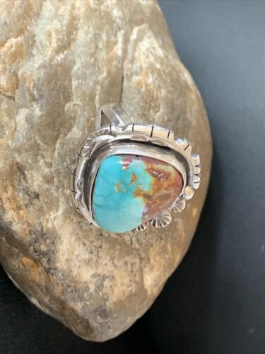 Native American Women's Navajo Blue Royston Turquoise Ring | Sterling Silver | Sz 10 | 10425