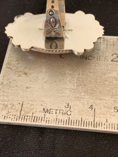 Southwestern Women's Navajo Red Spiny Oyster Ring | Sterling Silver | Sz 10 | Authentic Native American Handmade | 1005