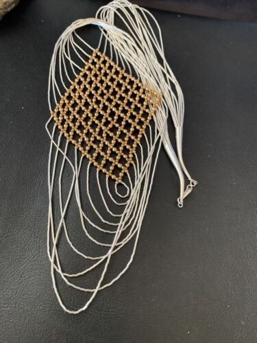 Gold-Filled Liquid Silver Heishi Necklace | 10 Strand Sterling Tube | 19" | 12631