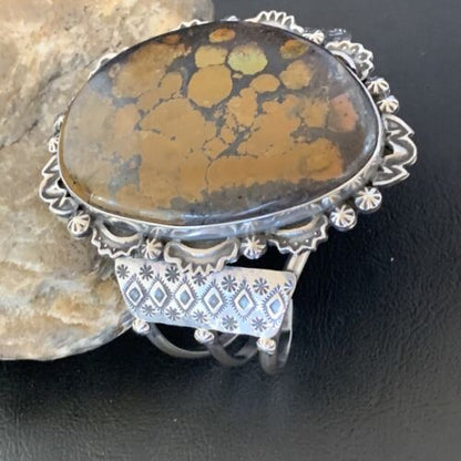 Navajo Green Turquoise Cuff Bracelet | Sterling Silver | Authentic Native American Handmade | 2048
