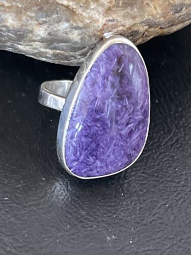 Men's Navajo Purple Charoite Ring | Sterling Silver | Sz 8 Adjustable | Authentic Native American Handmade | 10574