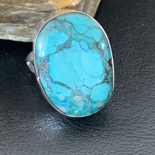 Men's Navajo Blue Spiderweb Turquoise Ring | Sterling Silver | Sz 10.5 | Authentic Native American Handmade | 1832