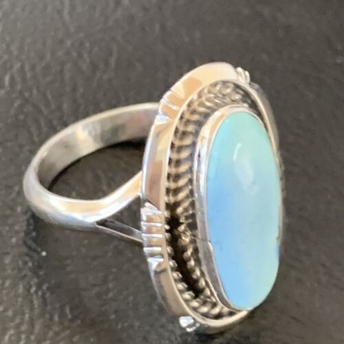 Navajo Blue Dry Creek Turquoise Ring | Sterling Silver | Sz 7.5 | Authentic Native American Handmade | 11642