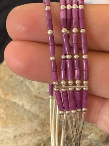 Navajo Purple Sugilite Heishi Bracelet | Sterling Silver | 5-Strand | 7" | Authentic Native American Handmade | 13604