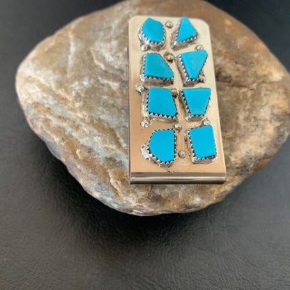 Navajo Handmade Turquoise Money Clip | Sterling Silver | Authentic Native American | 11594