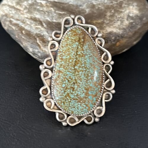 Native American Sterling Silver Blue Turquoise #8 Ring | Sz 9 | 14549