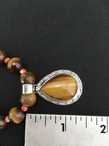 Native American Tiger's Eye Spiny Oyster Necklace | Sterling Silver | 20" | 1155