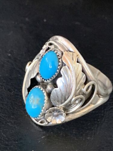 Navajo Kingman Turquoise Multi-Stone Ring | Authentic Native American Sterling Silver | Sz 10.5 | 14172