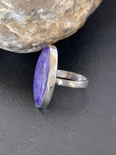 Navajo Purple Charoite Ring | Sterling Silver | Sz 8 Adjustable | Authentic Native American Handmade | 10571