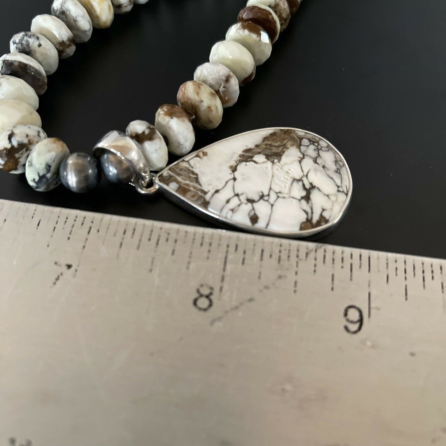 Navajo Wild Horse Turquoise Necklace Pendant | Sterling Silver | Authentic Native American Handmade | 11340