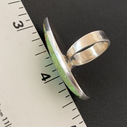 Navajo Green Mojave Turquoise Ring | Sterling Silver | Sz 8 | Authentic Native American Handmade | 11750