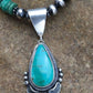 Navajo Green Turquoise Pendant Necklace | Sterling Silver | Authentic Native American Handmade | 2645