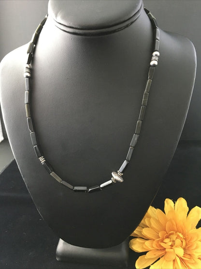 Native American Navajo Black Onyx Bead Necklace | 18" | Authentic Handmade | 10003 - Masha USA