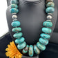 Navajo Pearl Sterling Silver Necklace | Graduated Blue Chunky Turquoise | Authentic Native American | 24" | 1743