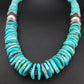 Navajo Blue Graduated Turquoise Necklace | Sterling Silver | 20" | Authentic Native American Handmade | 4809