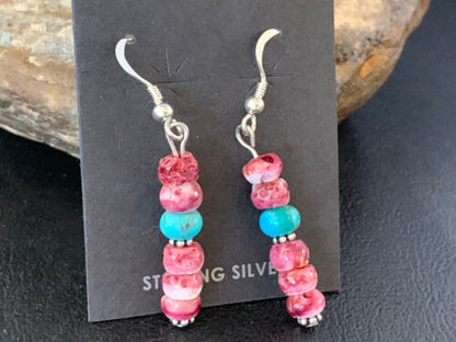 Native American Navajo Purple Spiny Oyster Bead Earrings | Sterling Silver | 13674