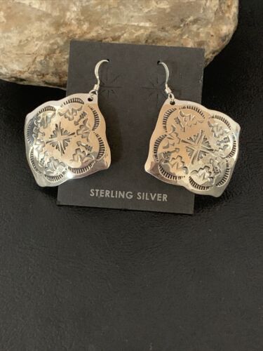 Navajo Stamped Sterling Silver Earrings Set | Authentic Native American Handmade | 1195