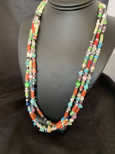 Native American Santo Domingo Pearl Mixed Bead Necklace | 3-Strand | 24" | 11989