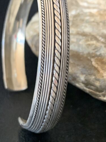 Navajo Stamped Cuff Bracelet | Old Pawn Sterling Silver | Authentic Native American Handmade | 14190
