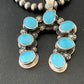 Navajo Sterling Silver Blue Turquoise Squash Blossom Necklace with Naja Pendant | 02011
