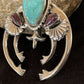 Navajo Sterling Silver Naja Pendant | Turquoise & Spiny Oyster | Authentic Native American Handmade | 1059