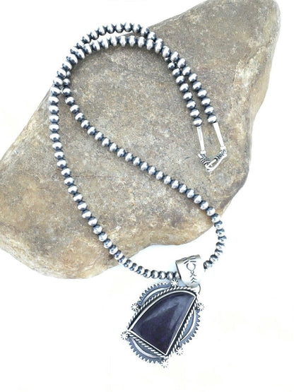 Native American Sterling Silver Navajo Pearls Purple Sugilite Necklace | Authentic Handmade | 4918