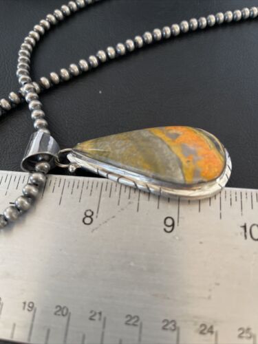 Navajo Pearls Sterling Silver Bumblebee Jasper Pendant Necklace | 18" | Handmade Jewelry | 10553