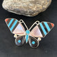 Zuni Butterfly Inlay Ring | Coral Turquoise Onyx Mother of Pearl | Sz 7 | Sterling Silver | 14437