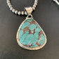 Men's Navajo Pearl Necklace with Blue Spiderweb Turquoise Pendant | Sterling Silver | 10543