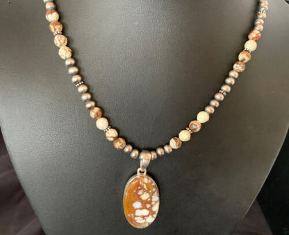 Navajo Wild Horse Turquoise Necklace Pendant | Sterling Silver | 21" | Authentic Native American Handmade | 13295