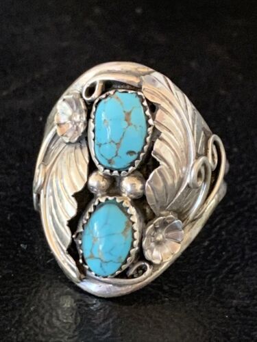 Navajo Kingman Turquoise Multi-Stone Ring | Authentic Native American Sterling Silver | Sz 10.5 | 14170