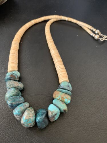 USA Handmade Shell & Turquoise Bead Pendant Necklace with Pearls | Authentic Native American | 20" | 12523
