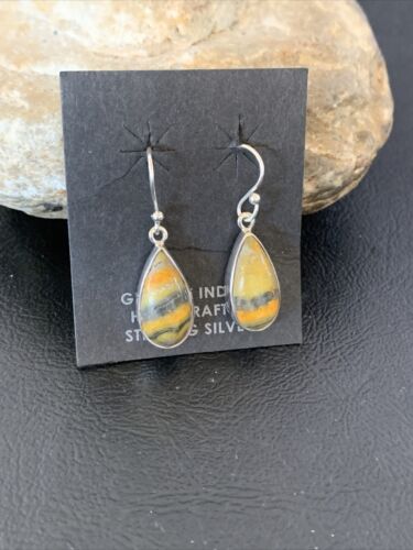 Native American Women's Navajo Bumblebee Jasper Earrings Set | Sterling Silver | Handmade | 1563