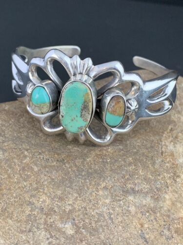 Navajo Sterling Silver Cuff Bracelet | Dry Creek Turquoise | Authentic Native American Handmade | 239