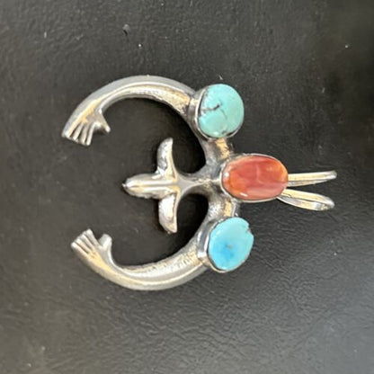 Navajo Sterling Silver Blue Turquoise Purple Spiny Oyster Naja Pendant | Authentic Native American Handmade | 14678