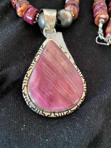 Navajo Pearls Purple Spiny Oyster Pendant Necklace | Sterling Silver | Native American Handmade | 4151