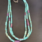 Navajo Blue Turquoise Jasper Bead Necklace | 3-Strand Sterling Silver | 24" | Authentic Native American Handmade | 12512