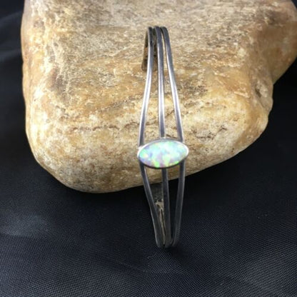 Navajo White Opal Bracelet for Children | Sterling Silver | Authentic Native American Handmade | 10177