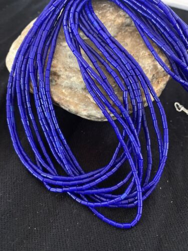 Southwestern Blue Lapis Heishi Necklace | 10 Strand | Sterling Silver | 19" | 2018