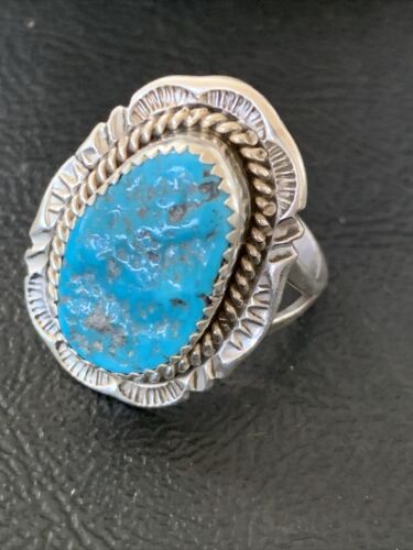 Southwestern Navajo Blue Kingman Turquoise Ring | Sterling Silver | Sz 9 | 12215