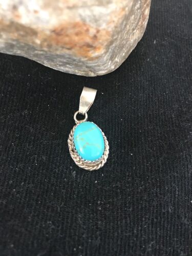 Navajo Handmade Sterling Silver Turquoise Pendant | 1" | Native American | 3162