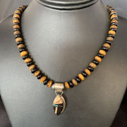 Navajo Sterling Silver Inlay Necklace with Black Onyx, Tigers Eye, Picture Jasper | 22" | 13761